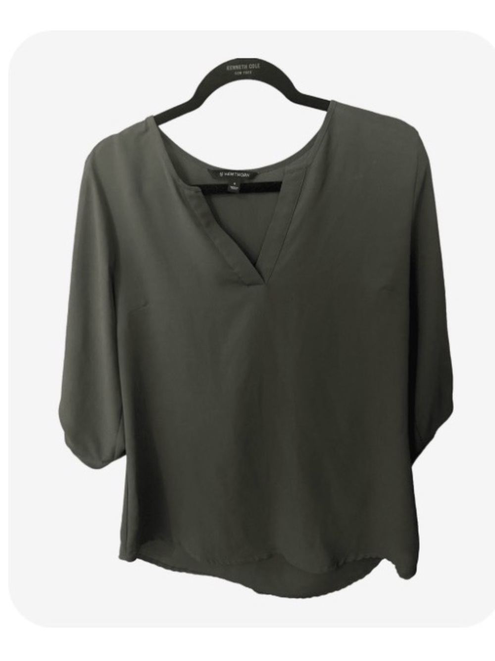 Olive Green Split-Neck Blouse